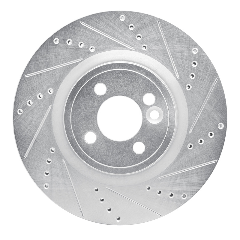 Mini Cooper Clubman Brake Rotor (1) - Front Right - R1 Concepts - Drilled & Slotted - Silver - `09-`14